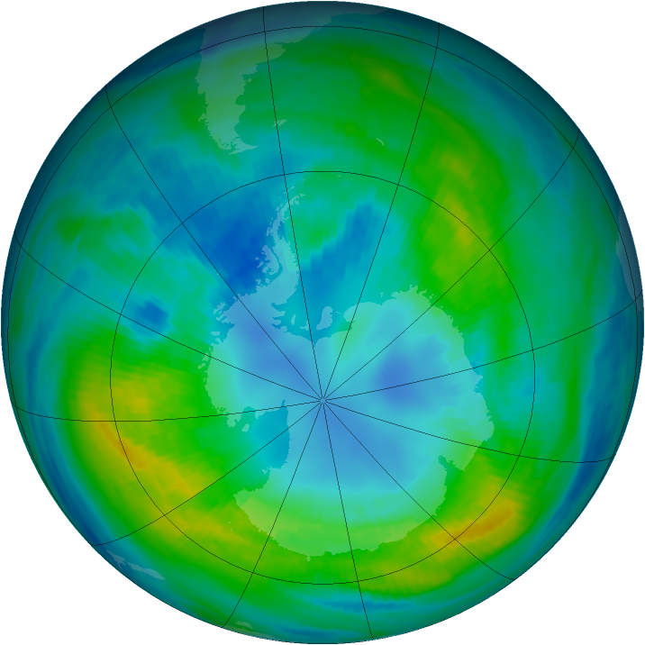 Antarctic ozone map for 16 April 1983